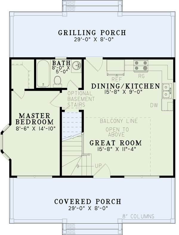 House Blueprint - Cottage Floor Plan - Main Floor Plan #17-2139