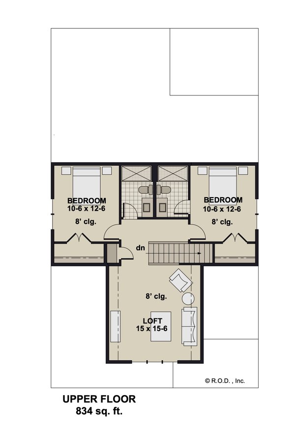 Bungalow Floor Plan - Upper Floor Plan #51-1293