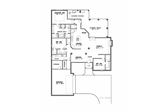 Floor Plan - Main Floor for European House Plan #8-186 - 3 bed, 2 bath