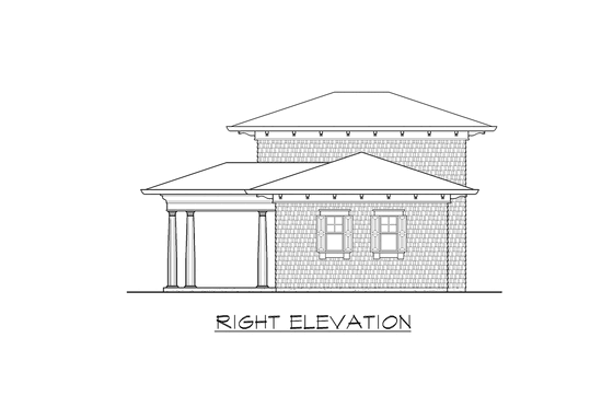 Exterior - Other Elevation 3 for Classical House Plan #132-224, 1 bath
