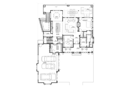Floor Plan - Main Floor for Modern House Plan #1069-9 - 4 bed, 3.5 bath