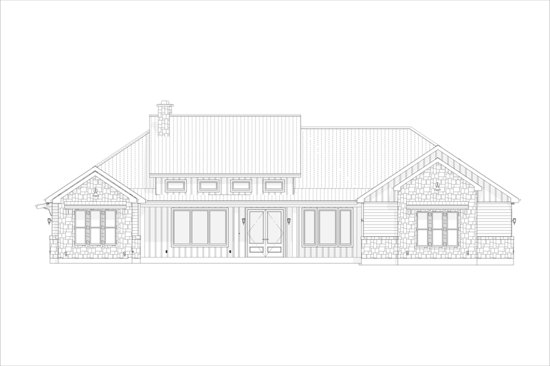 Architectural House Design - Exterior - Front Elevation 3 for Ranch House Plan #1127-1 - 3 bed, 2 bath