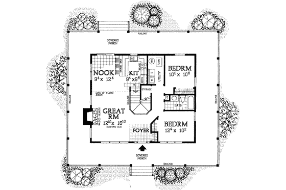 Floor Plan - Main Floor for Country House Plan #72-107 - 3 bed, 2 bath
