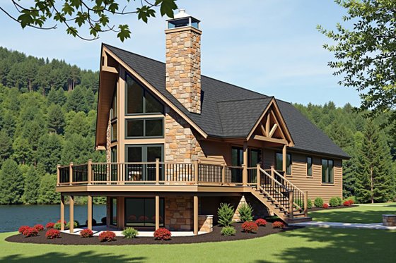 Exterior - Front Elevation 6 for Cabin House Plan #3-339 - 3 bed, 2 bath