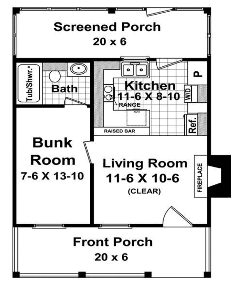 Cottage Style House Plan - 1 Beds 1 Baths 400 Sq/Ft Plan ...