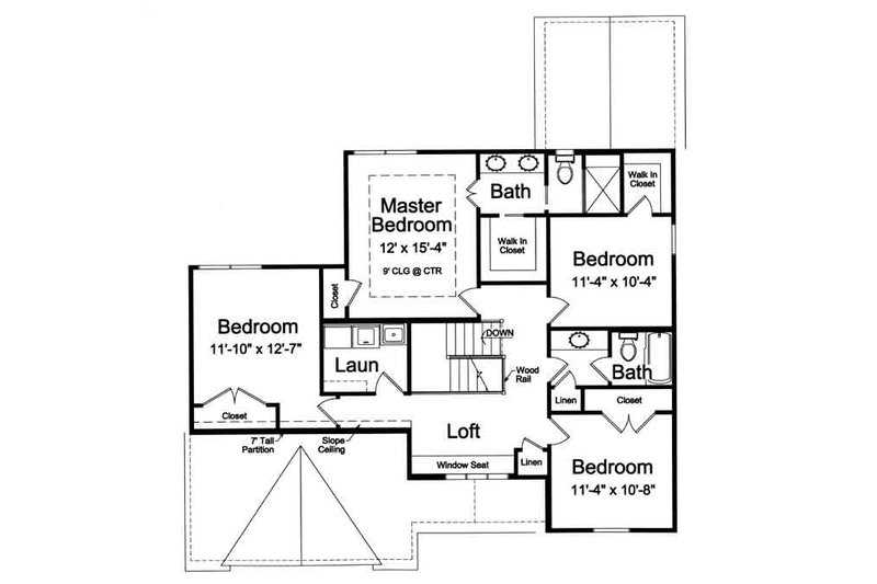 Home Plan - Floor Plan - Upper Floor for Traditional House Plan #46-492 - 4 bed, 2.5 bath