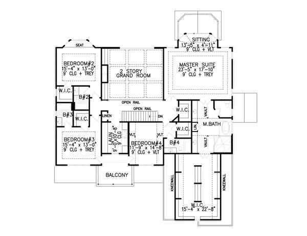 Dream House Plan - Craftsman Floor Plan - Upper Floor Plan #54-433