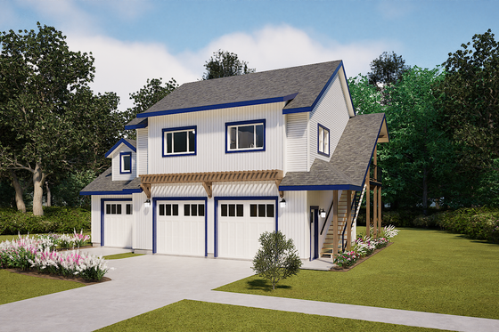 Exterior - Front Elevation 3 for Farmhouse House Plan #1099-10 - 1 bed, 1 bath