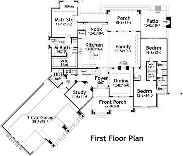 Architectural House Design - Craftsman Floor Plan - Main Floor Plan #120-191