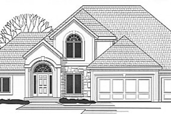 Exterior - Front Elevation for European House Plan #67-417 - 4 bed, 3.5 bath