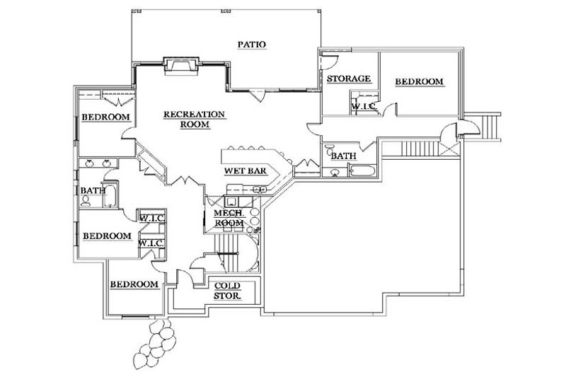 Home Plan - Floor Plan - Lower Floor for European House Plan #5-368 - 7 bed, 4.5 bath