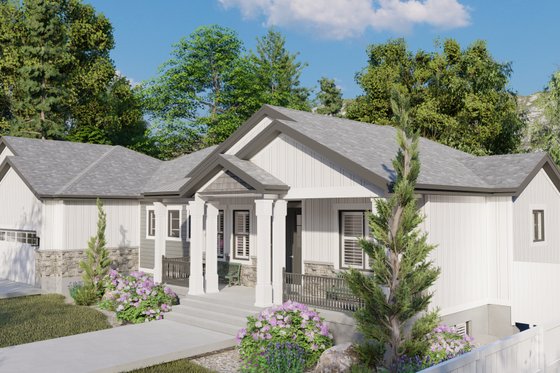 Exterior - Front Elevation 4 for Ranch House Plan #1060-99 - 3 bed, 2.5 bath