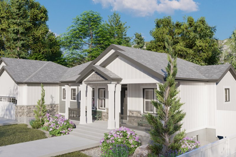 House Plan Design - Exterior - Front Elevation 4 for Ranch House Plan #1060-99 - 3 bed, 2.5 bath