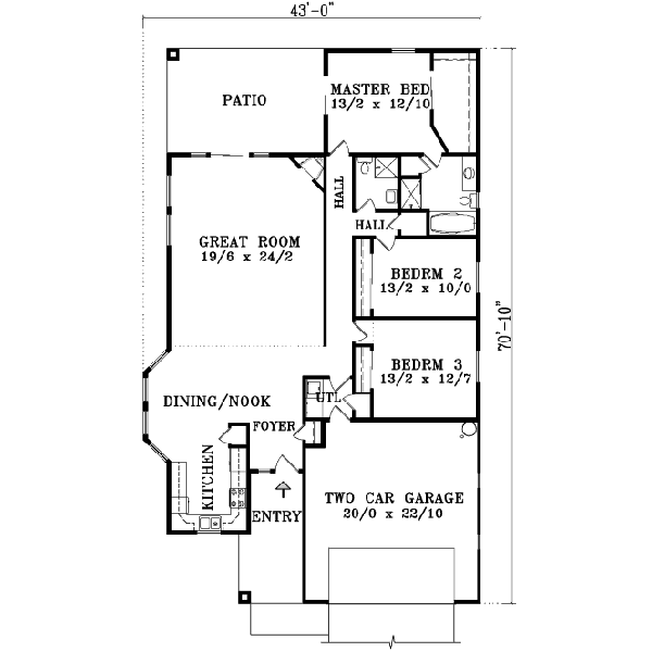 House Design - Mediterranean Floor Plan - Main Floor Plan #1-1367