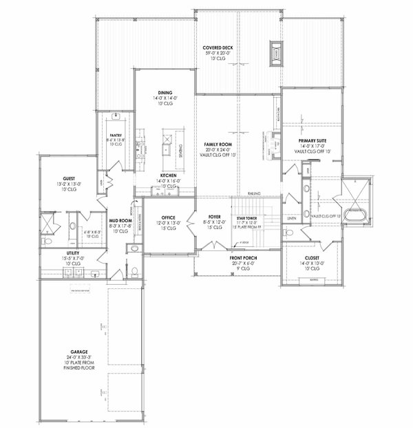 Architectural House Design - Farmhouse Floor Plan - Main Floor Plan #1096-157