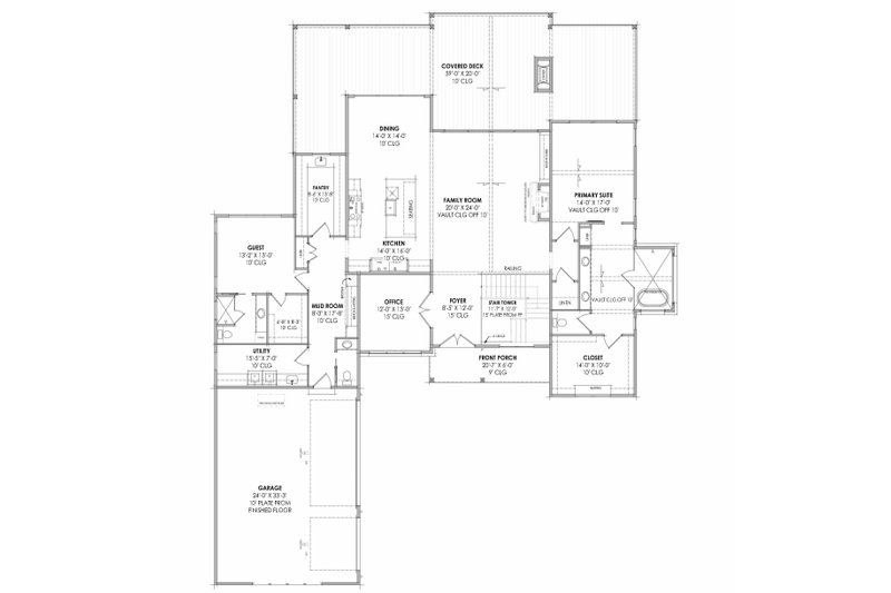 House Design - Floor Plan - Main Floor for Farmhouse House Plan #1096-157 - 5 bed, 5.5 bath