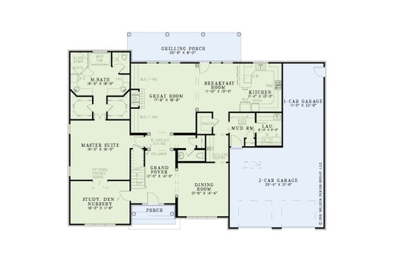 Floor Plan - Main Floor for Traditional House Plan #17-411 - 5 bed, 2.5 bath