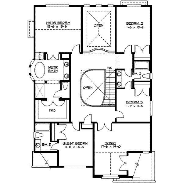 European Floor Plan - Upper Floor Plan #132-129