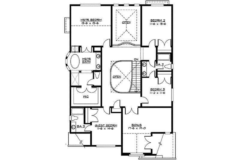 Architectural House Design - Floor Plan - Upper Floor for European House Plan #132-129 - 4 bed, 3.5 bath