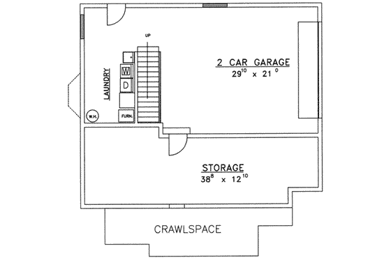 Floor Plan - Lower Floor for Modern House Plan #117-273 - 2 bed, 1.5 bath