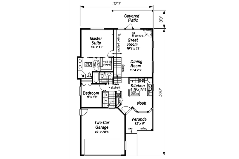 Home Plan - Floor Plan - Main Floor for Country House Plan #18-1061 - 2 bed, 2 bath