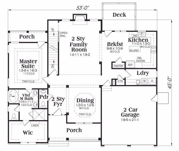 Traditional style Plan 419-118 main floor