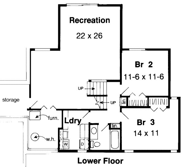 Floor Plan - Lower Floor Plan #312-445