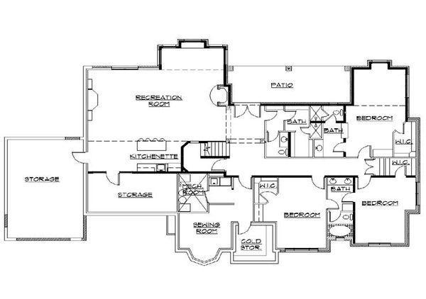 Architectural House Design - European Floor Plan - Lower Floor Plan #5-341