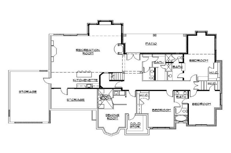 Dream House Plan - Floor Plan - Lower Floor for European House Plan #5-341 - 5 bed, 5.5 bath