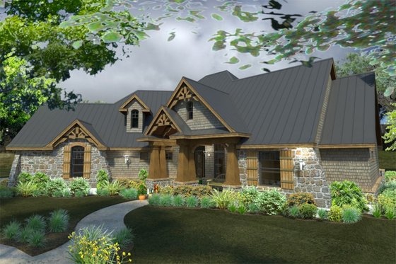 Exterior - Front Elevation 3 for Craftsman House Plan #120-172 - 3 bed, 3 bath