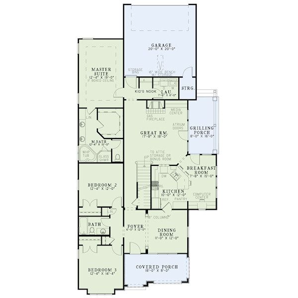 House Plan Design - European Floor Plan - Main Floor Plan #17-2412