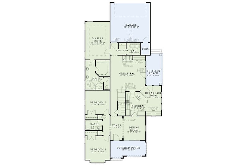 Dream House Plan - Floor Plan - Main Floor for European House Plan #17-2412 - 3 bed, 2 bath