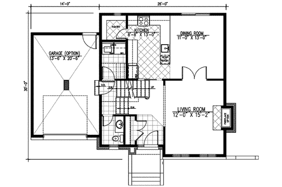 Floor Plan - Main Floor for European House Plan #138-120 - 3 bed, 1.5 bath