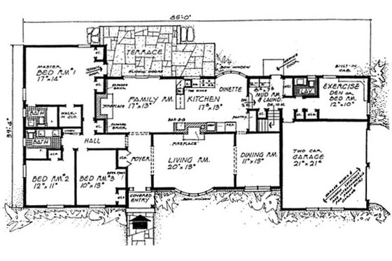 Floor Plan - Main Floor for Ranch House Plan #315-110 - 3 bed, 2.5 bath