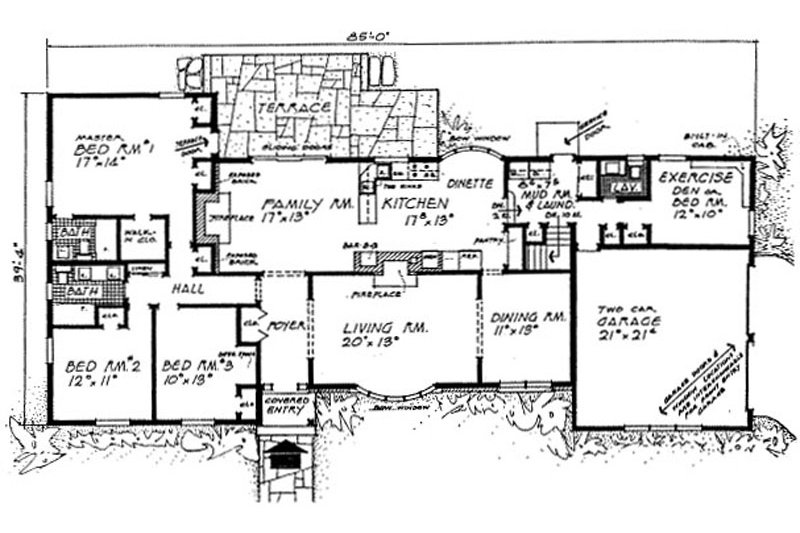 Home Plan - Floor Plan - Main Floor for Ranch House Plan #315-110 - 3 bed, 2.5 bath