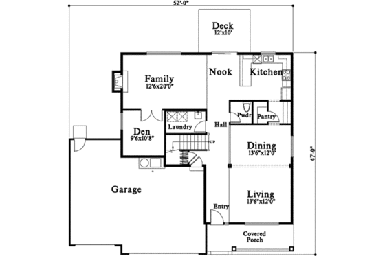 Floor Plan - Main Floor for Traditional House Plan #78-103 - 4 bed, 2.5 bath