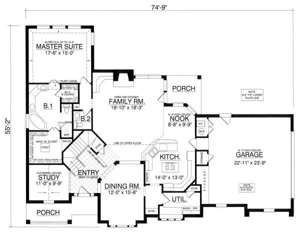 House Plan Design - European Floor Plan - Main Floor Plan #40-395