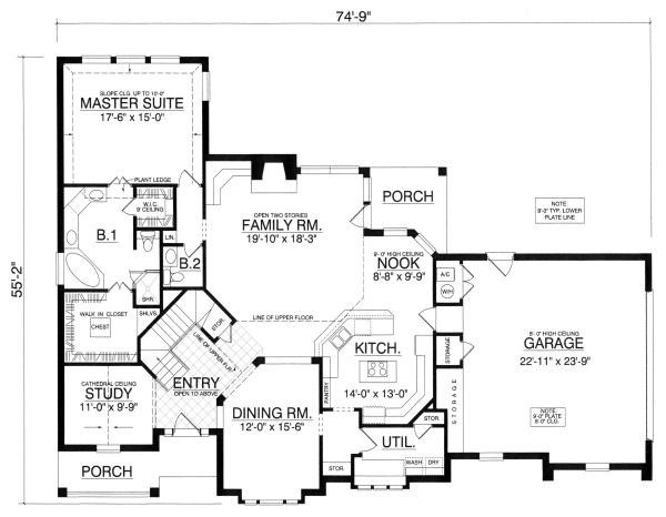 European Style House Plan - 3 Beds 2.5 Baths 2687 Sq/Ft Plan #40-395 ...