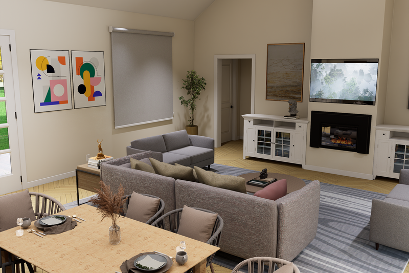 Architectural House Design - Interior - Family Room for Farmhouse House Plan #1112-17 - 3 bed, 2.5 bath