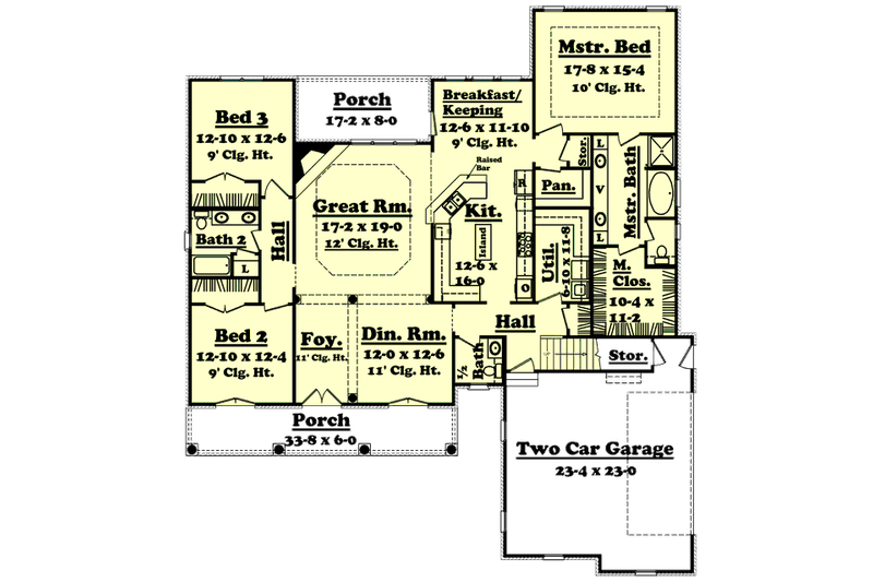 Architectural House Design - Floor Plan - Main Floor for European House Plan #430-33 - 3 bed, 2.5 bath