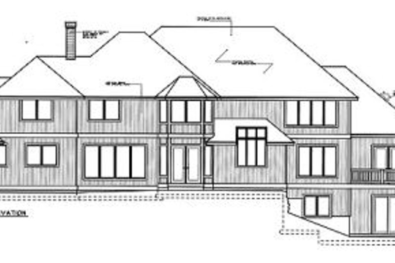 House Blueprint - Exterior - Rear Elevation for European House Plan #97-214 - 4 bed, 3.5 bath