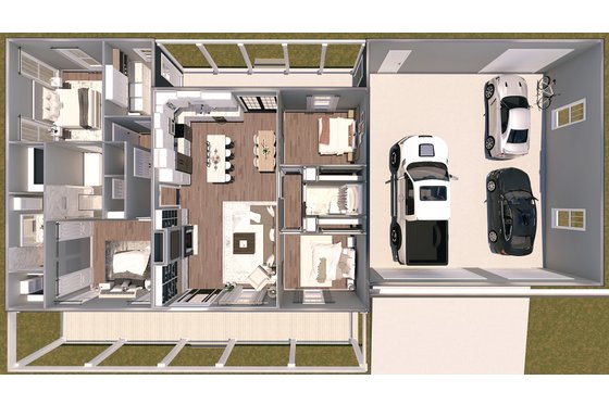 Floor Plan - Main Floor 1 for Barndominium House Plan #44-294 - 4 bed, 3 bath