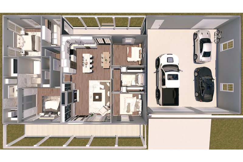 Home Plan - Floor Plan - Main Floor 1 for Barndominium House Plan #44-294 - 4 bed, 3 bath