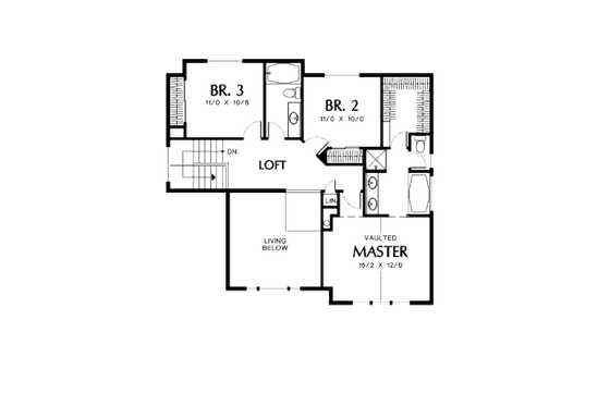 Floor Plan - Upper Floor for Craftsman House Plan #48-310 - 3 bed, 2.5 bath