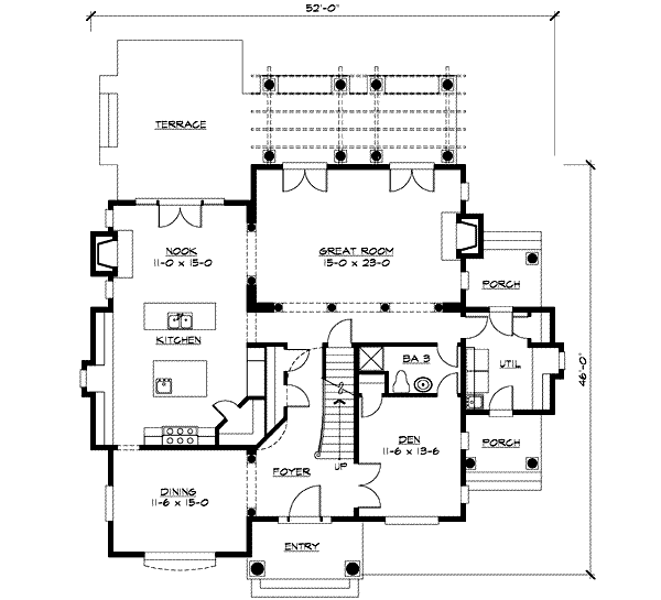 Craftsman Floor Plan - Main Floor Plan #132-150