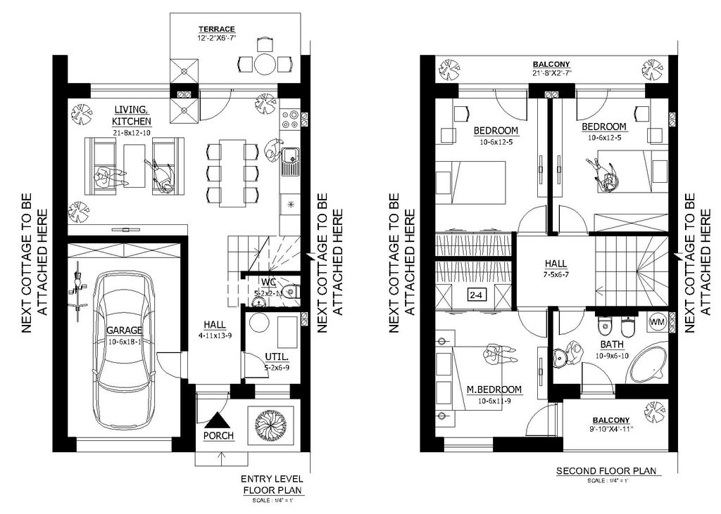 Modern Style House Plan 3 Beds 15 Baths 952 Sqft Plan