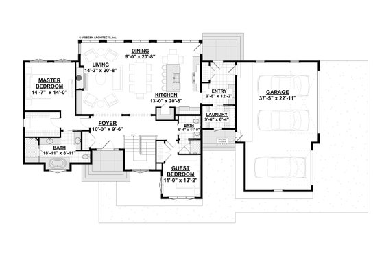 Floor Plan - Main Floor for Ranch House Plan #928-348 - 4 bed, 3 bath