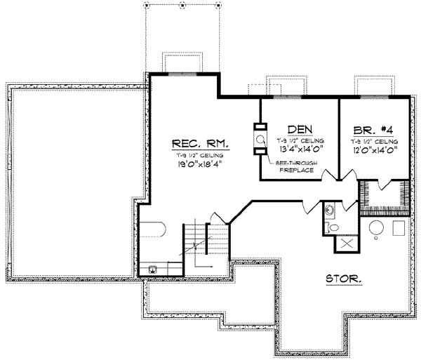 Architectural House Design - Traditional Floor Plan - Lower Floor Plan #70-611