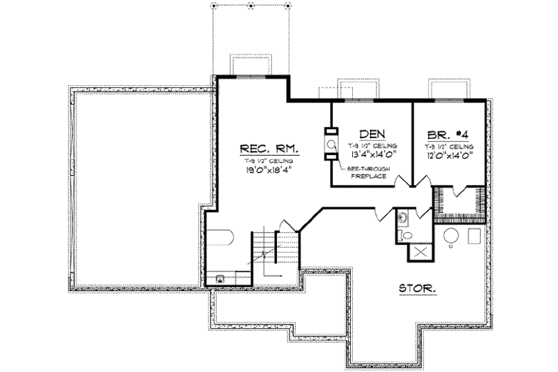 Home Plan - Floor Plan - Lower Floor for Traditional House Plan #70-611 - 3 bed, 2 bath