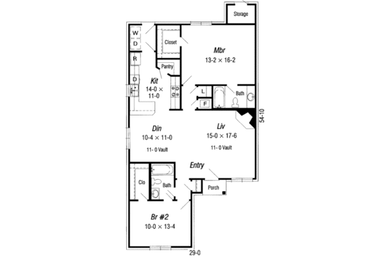 Floor Plan - Main Floor for Traditional House Plan #329-108 - 2 bed, 2 bath